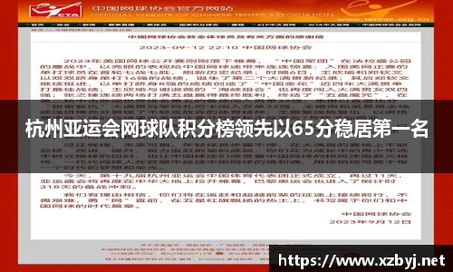杭州亚运会网球队积分榜领先以65分稳居第一名
